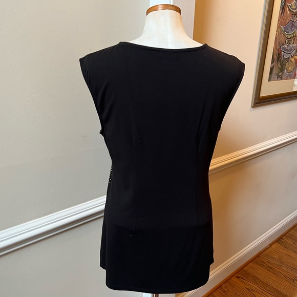 Cache – Black Sleeveless Sweater w/Cutout Neckline and Gold Swirl Beaded Design - Picture 5 of 10